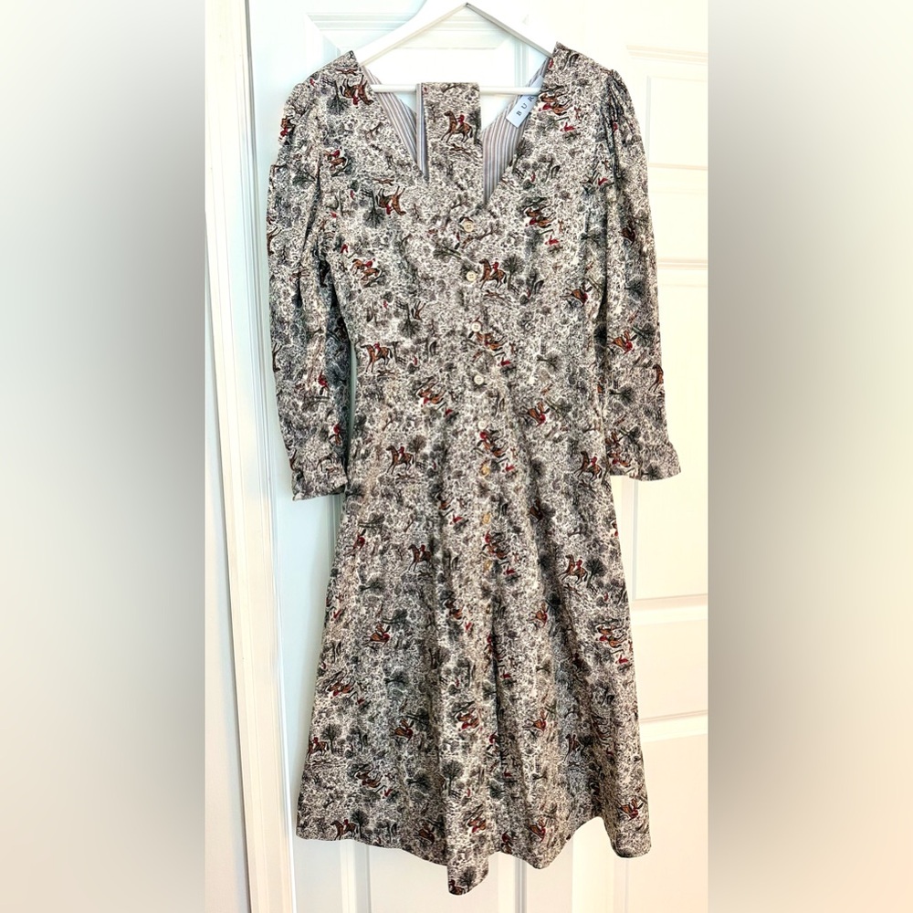 Buru Long Sleeve V Neck Midi Day Gown with Self Belt